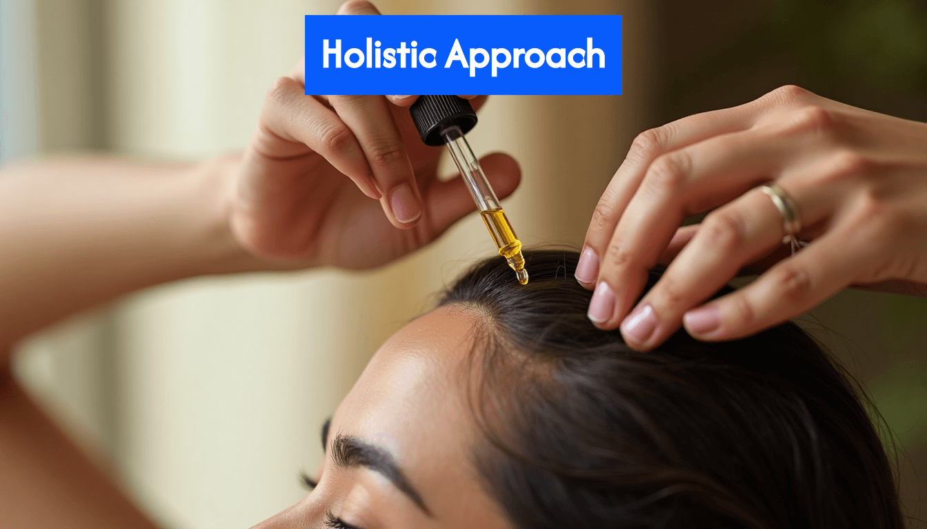 Applying natural oil to scalp for hair health