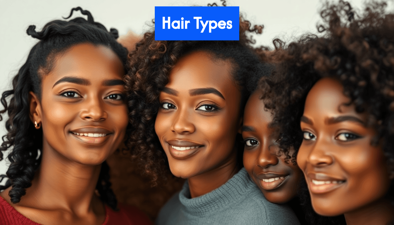 Close-up of diverse natural hair types
