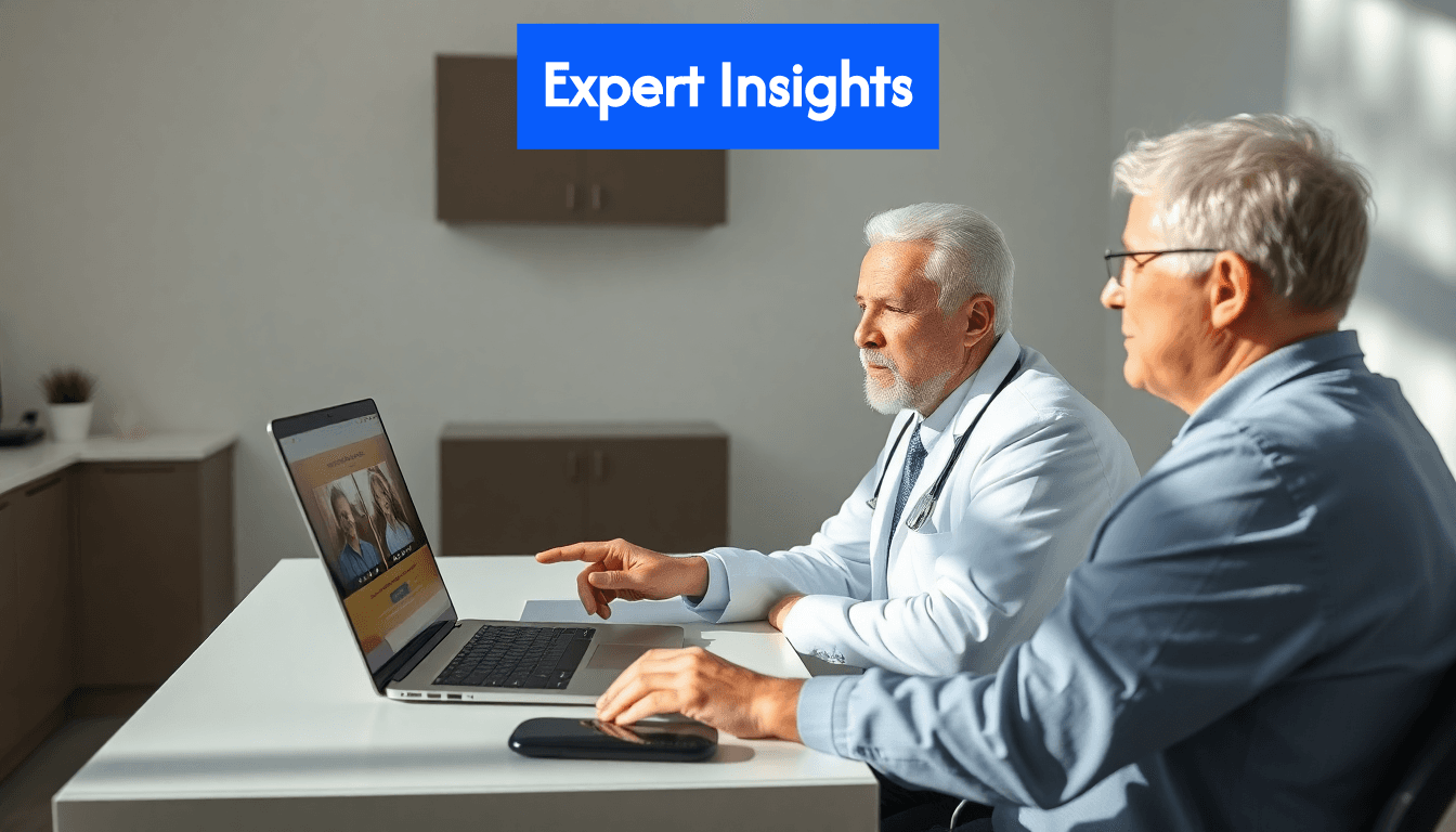 Doctor and patient reviewing hair restoration results