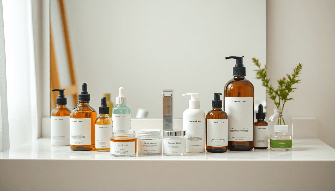 Eco-friendly customized hair care products on modern vanity