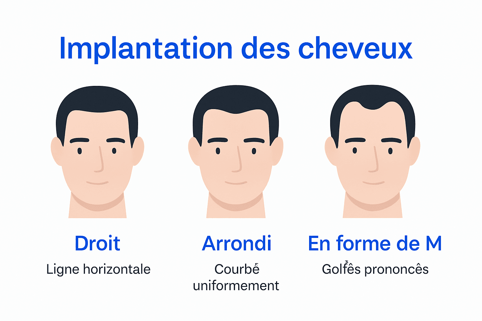 Panorama des différentes formes de ligne frontale masculine