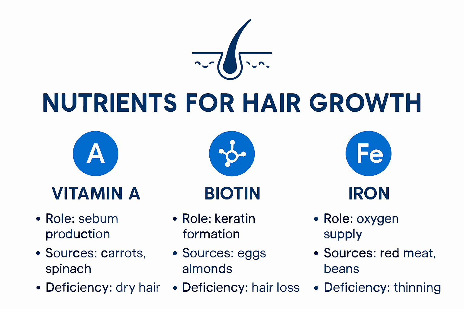 Infographic summarizing top supplements for hair growth