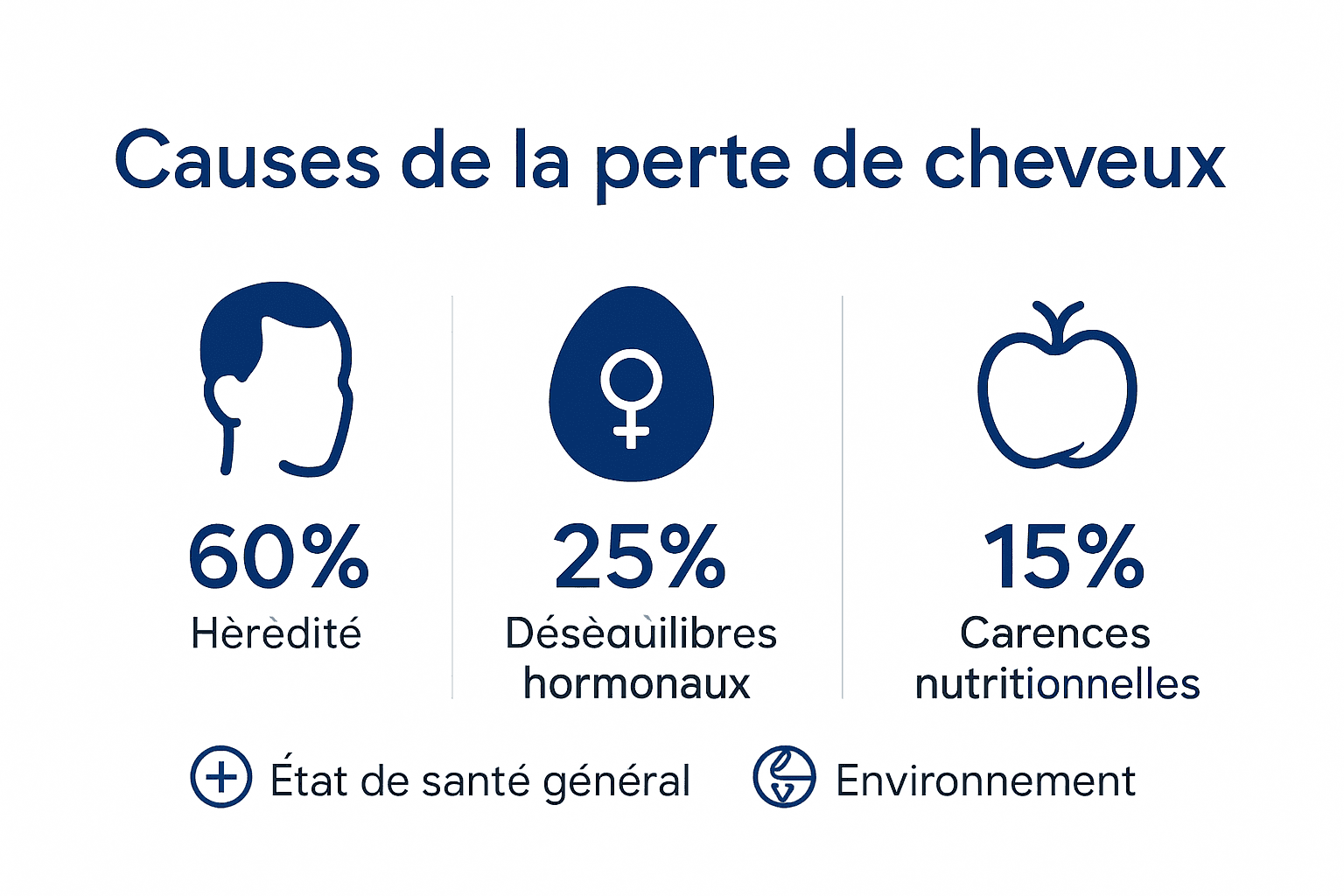 Infographie : les principales raisons de la perte de densité capillaire et comment favoriser une repousse des cheveux épais