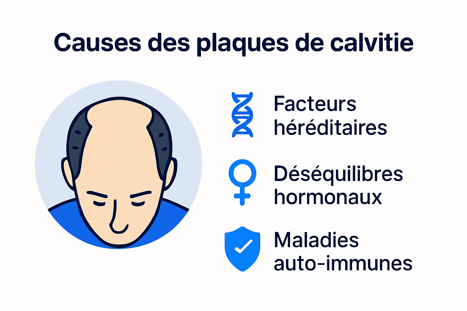 Infographie : les principales causes des zones de calvitie