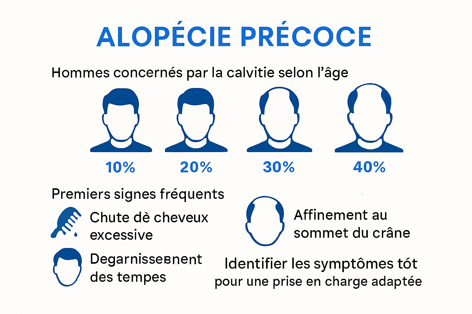Infographie : repérer les premiers signes de calvitie chez les hommes et comprendre les chiffres clés