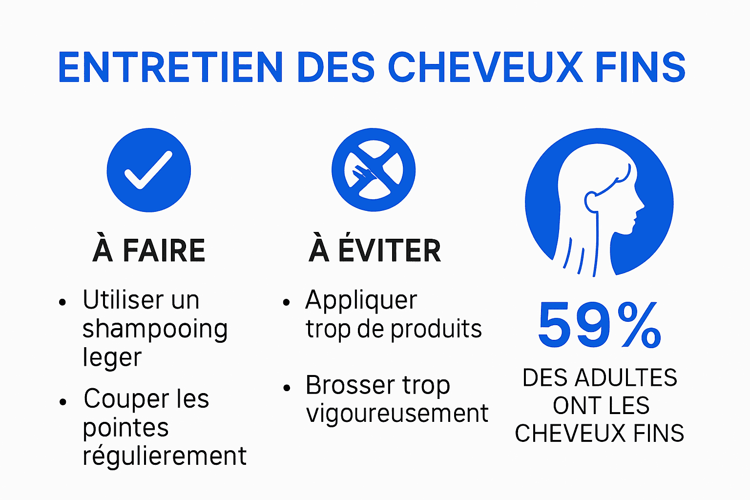 Infographie sur les bonnes pratiques pour entretenir les cheveux fins