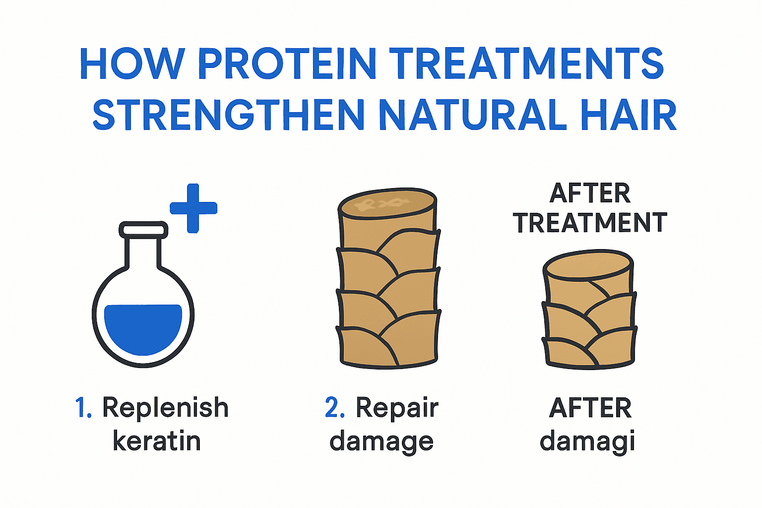 Infographic showing protein treatment effects on natural hair strength