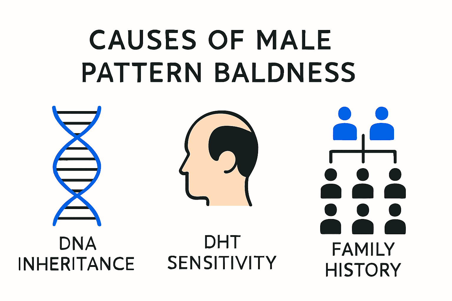 Infographic showing genetic factors in male pattern baldness