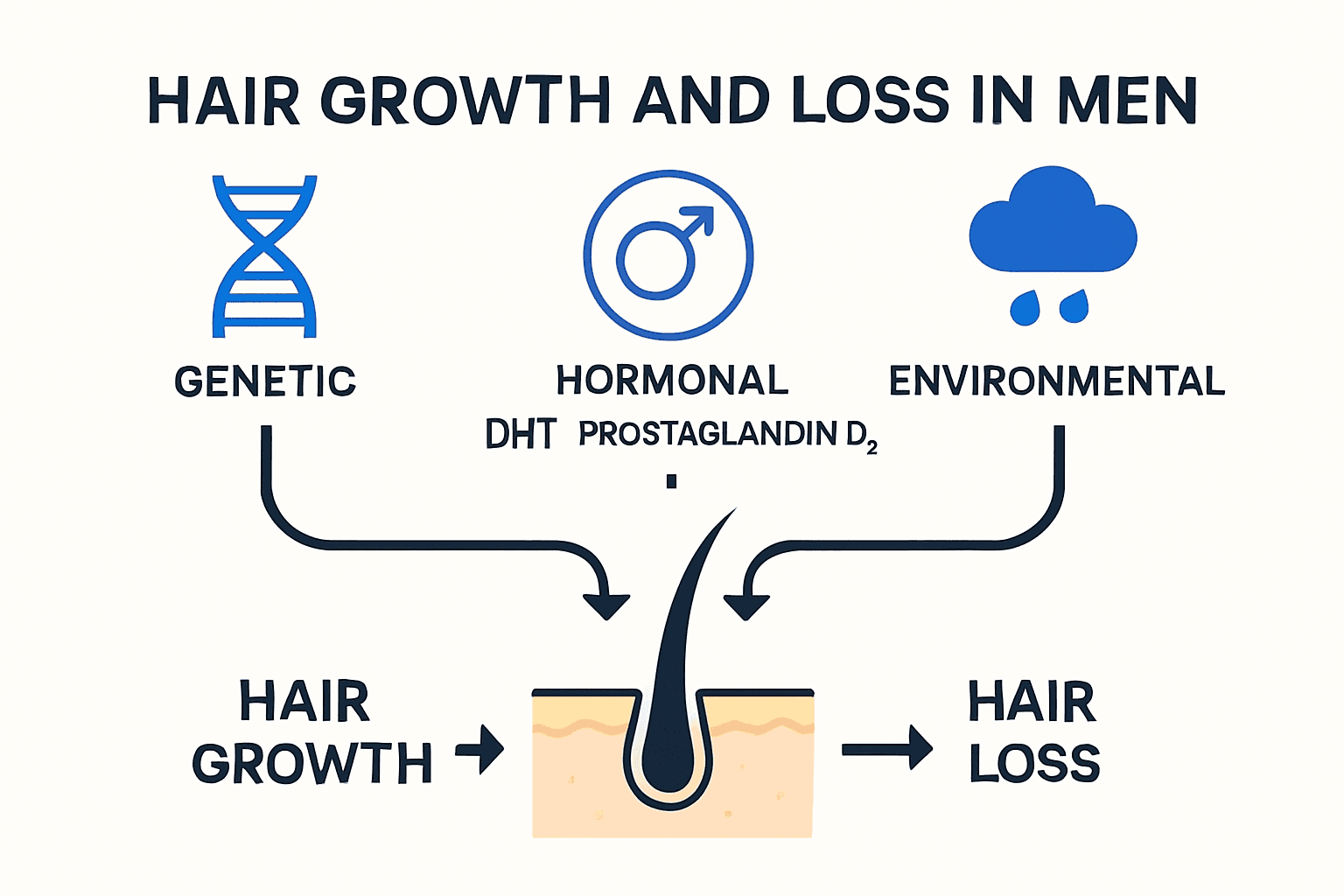 Male hair loss and growth mechanisms visual guide