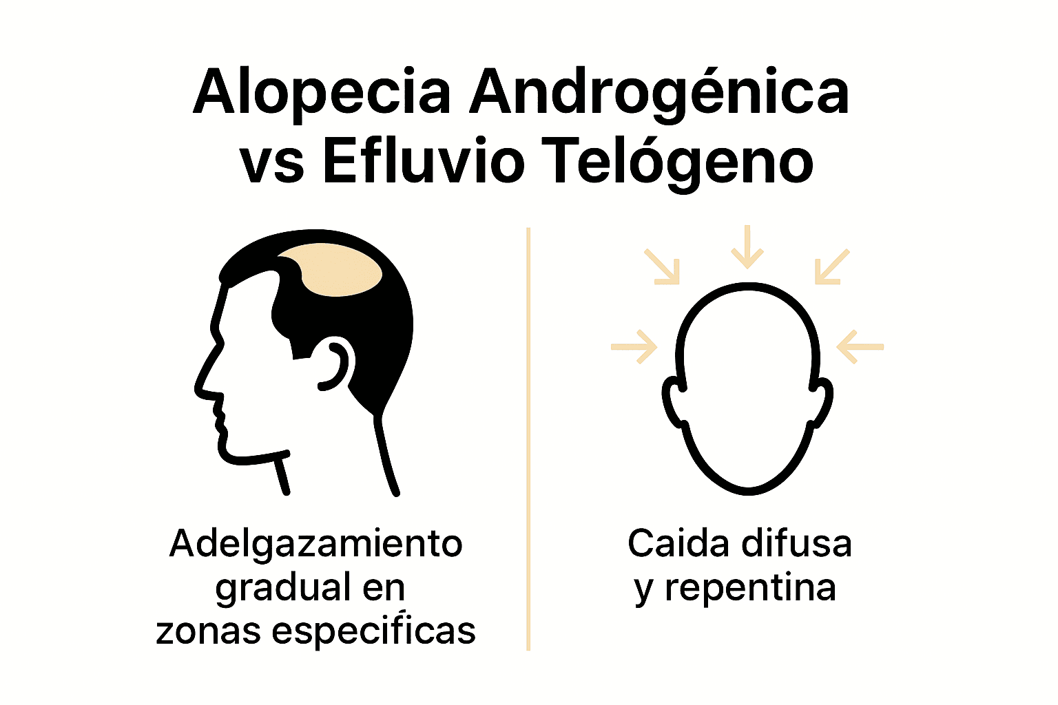 Infografía comparando dos tipos de pérdida de cabello