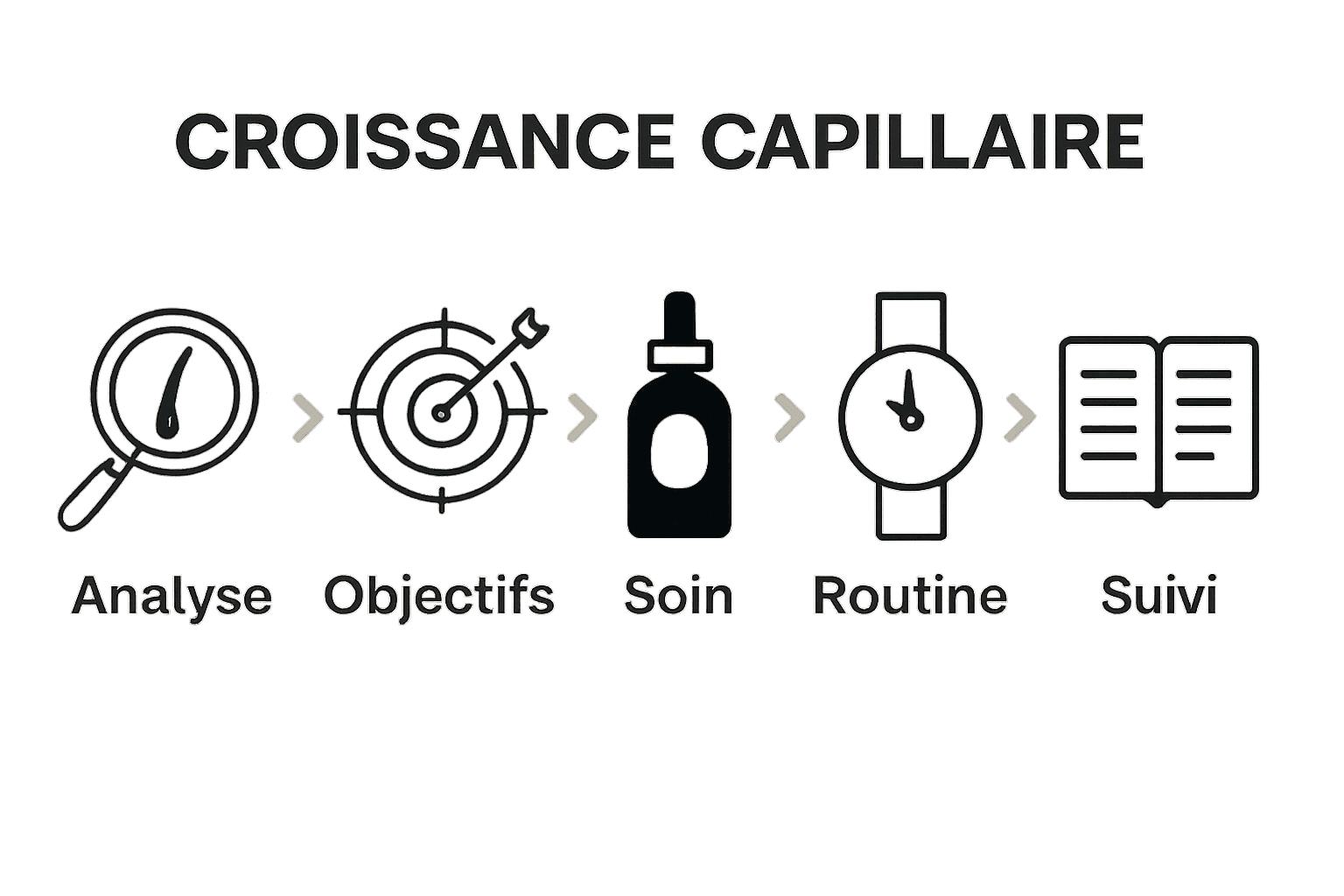 Processus en 5 étapes pour la croissance des cheveux