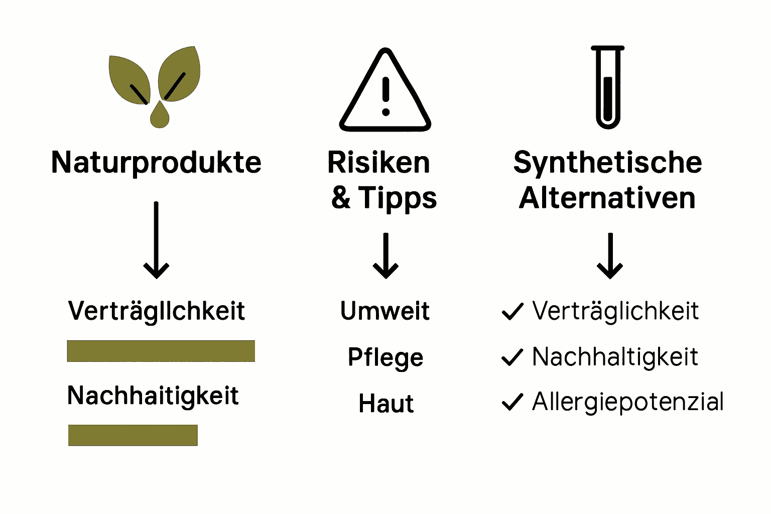 Infografik zu Naturprodukten und synthetischen Alternativen im Haarpflegevergleich
