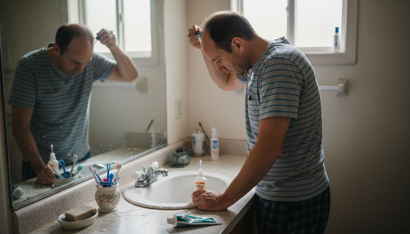 Applying minoxidil in daily routine