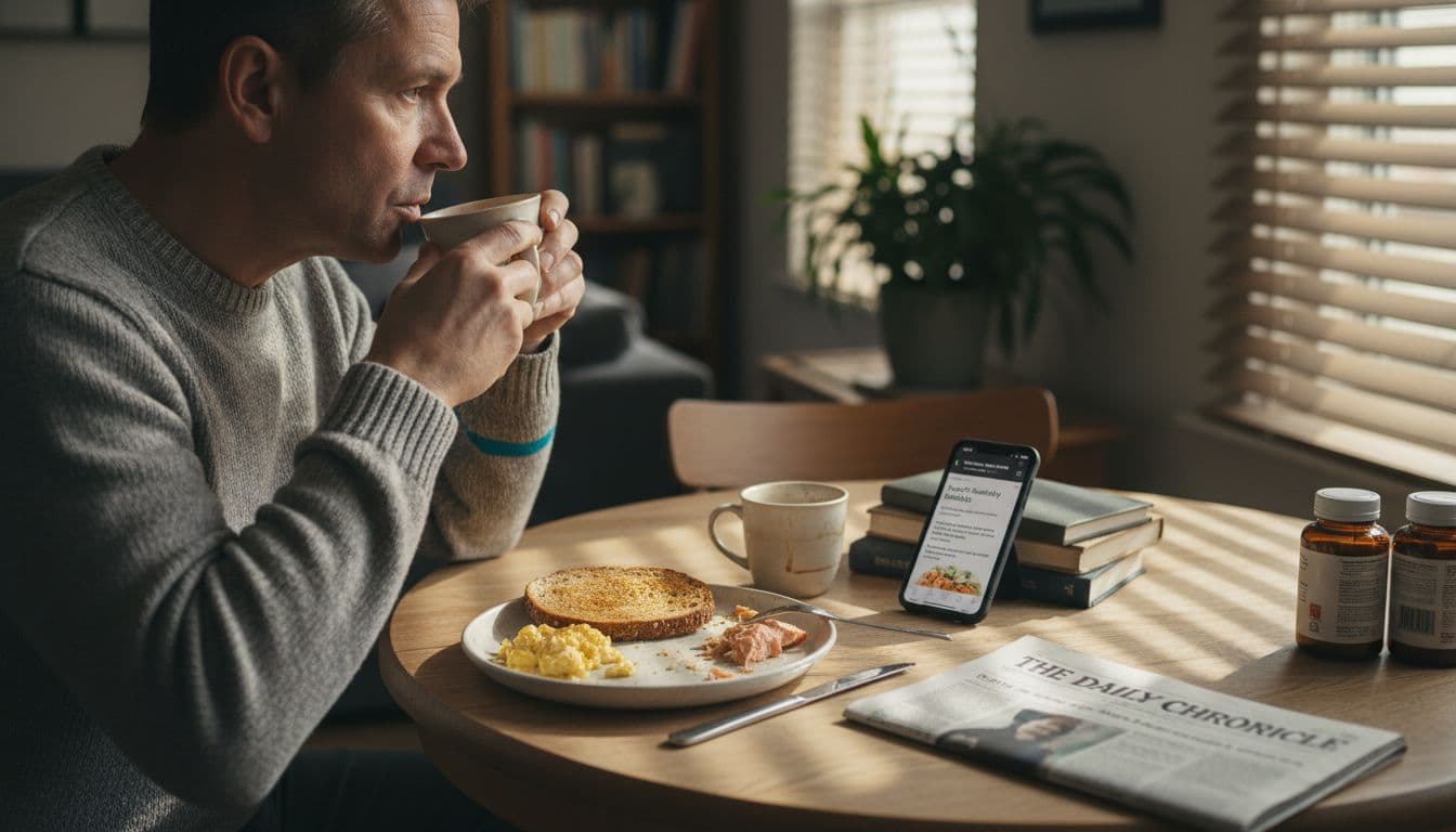 Man eating nutrient-rich meal for hair