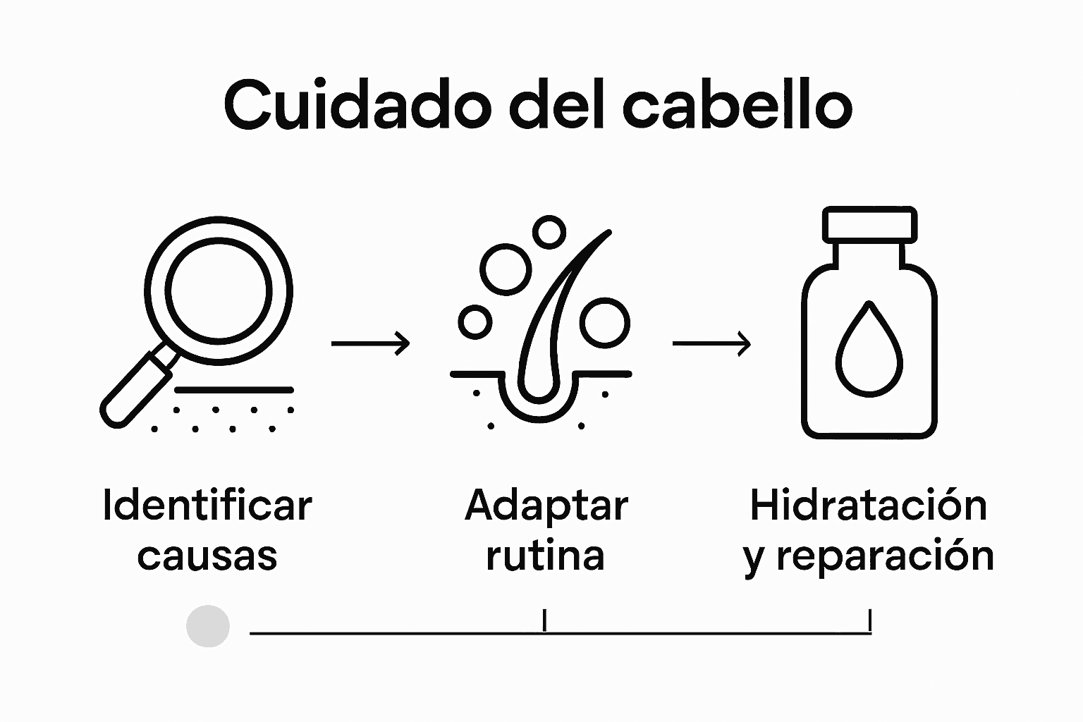 Infografía con los pasos esenciales para cuidar tu cabello