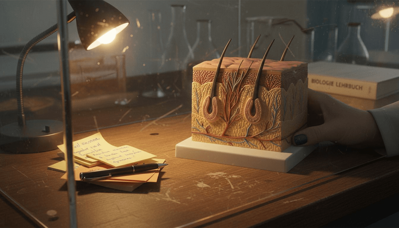 Anschauliches Modell eines Haarfollikels in der menschlichen Haut