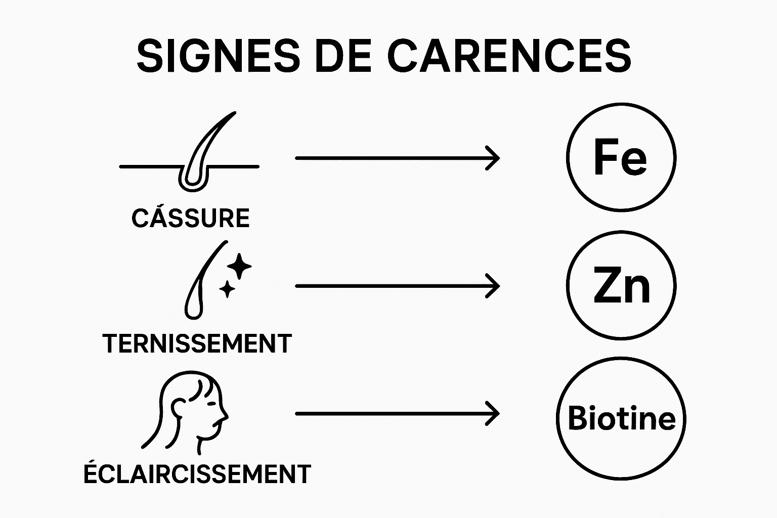 Infographie : les signes capillaires révélateurs de carences