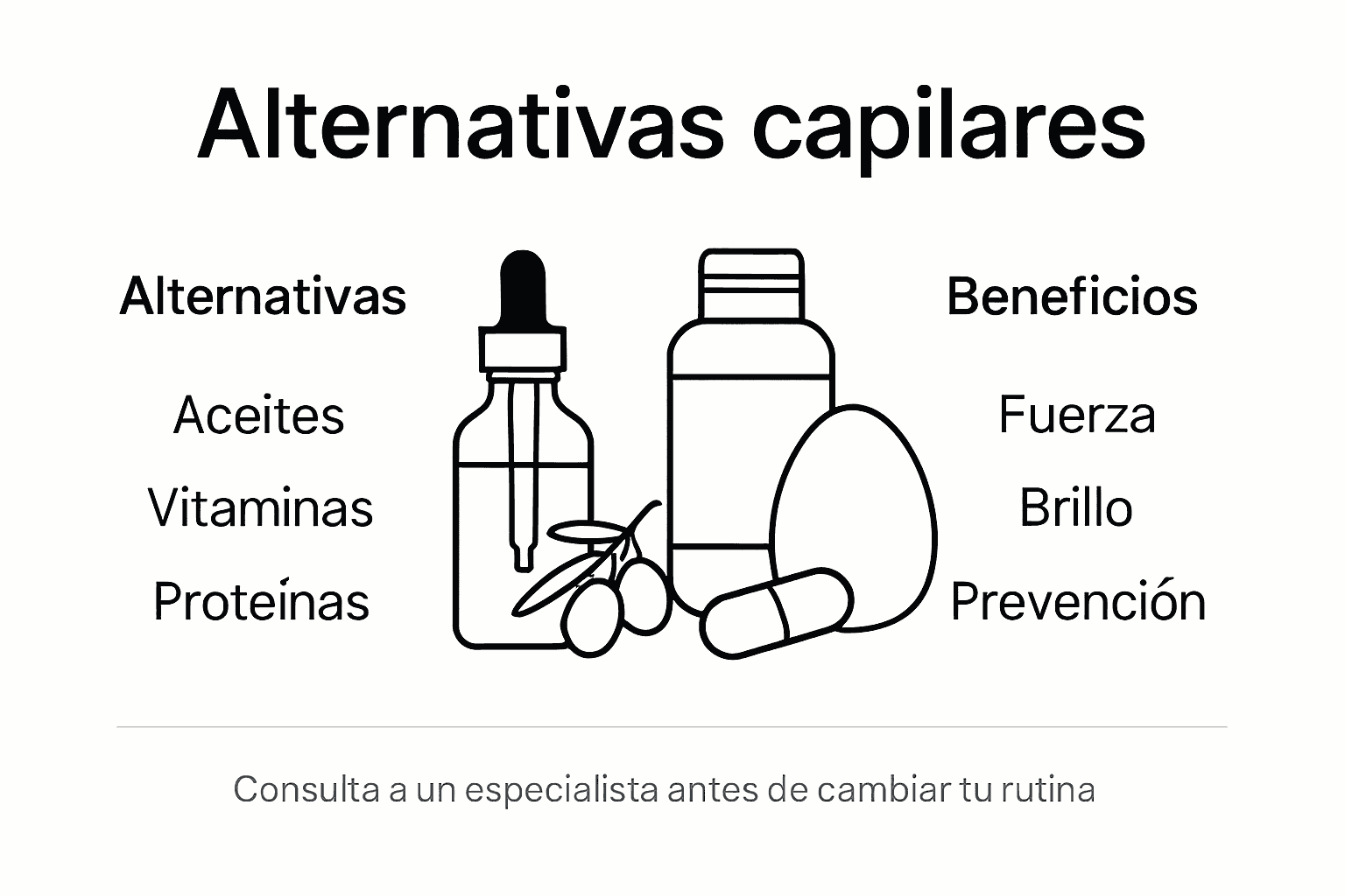 Guía visual sobre opciones para el cuidado del cabello y sus ventajas