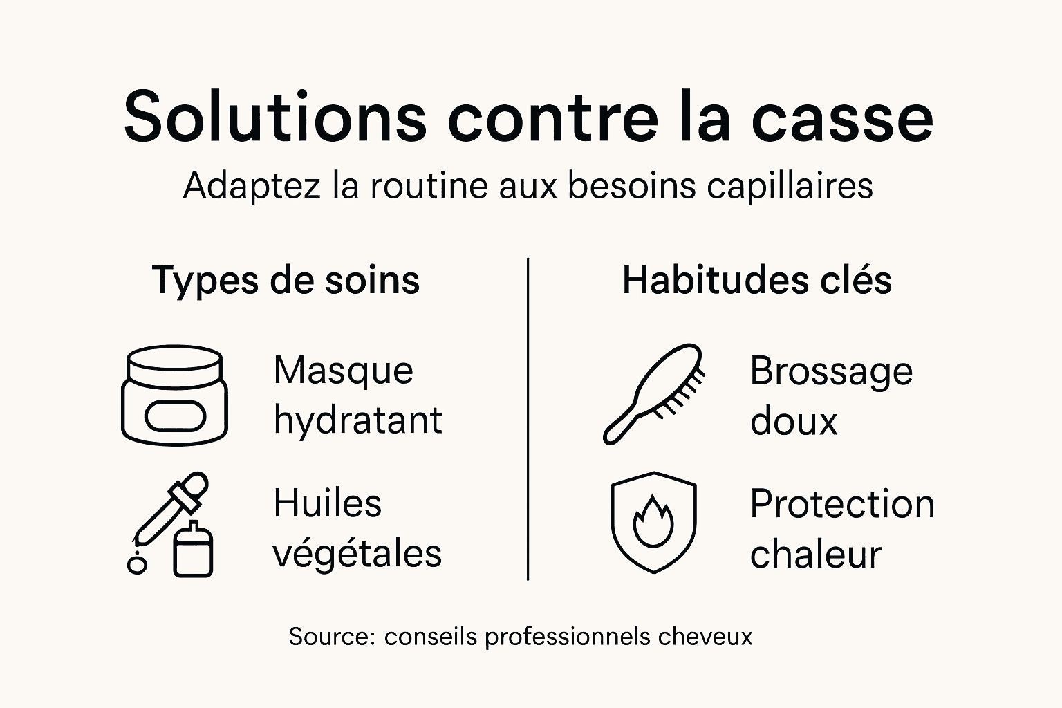 Infographie : astuces et rituels pour prévenir la casse des cheveux