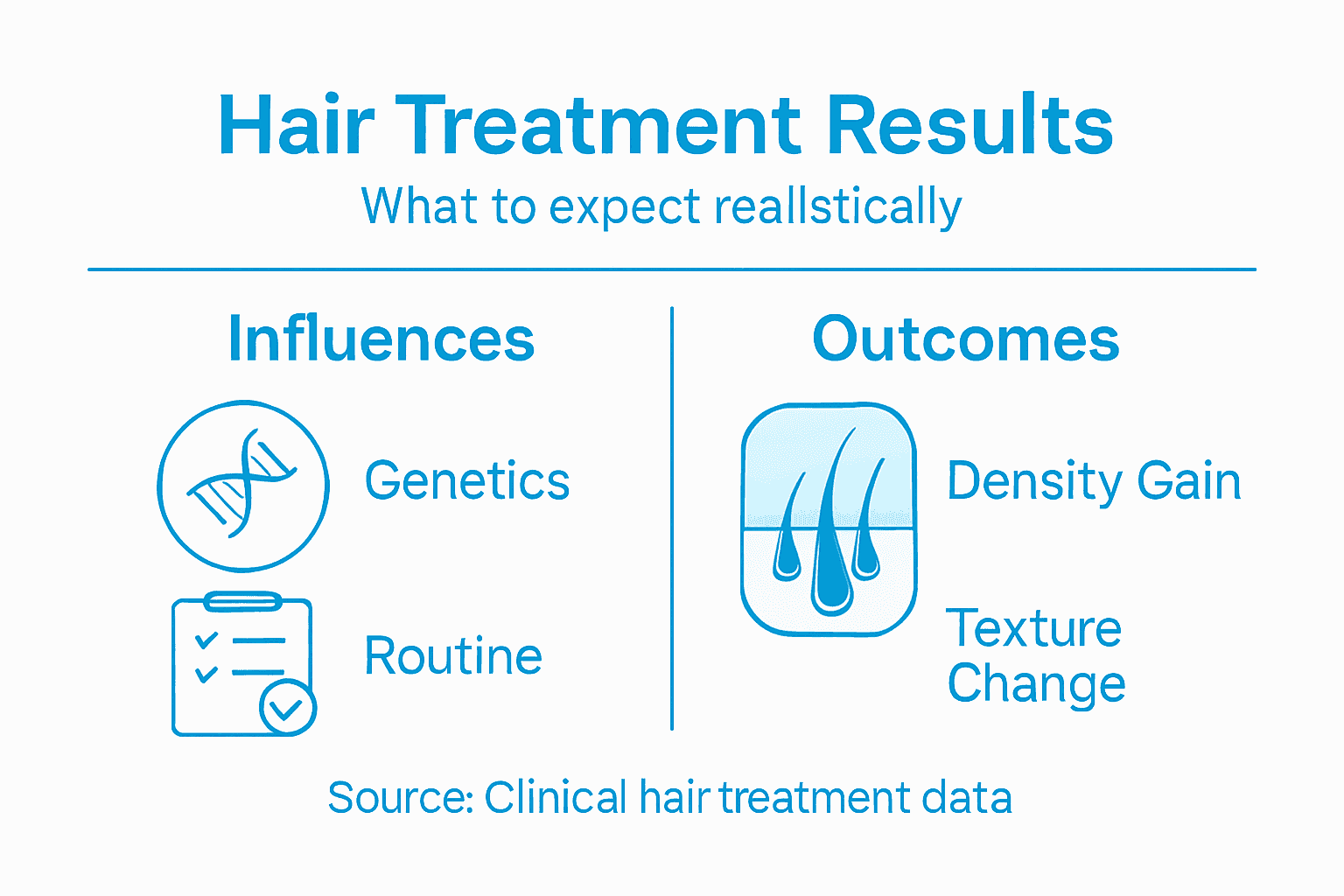 Infographic shows realistic hair treatment results