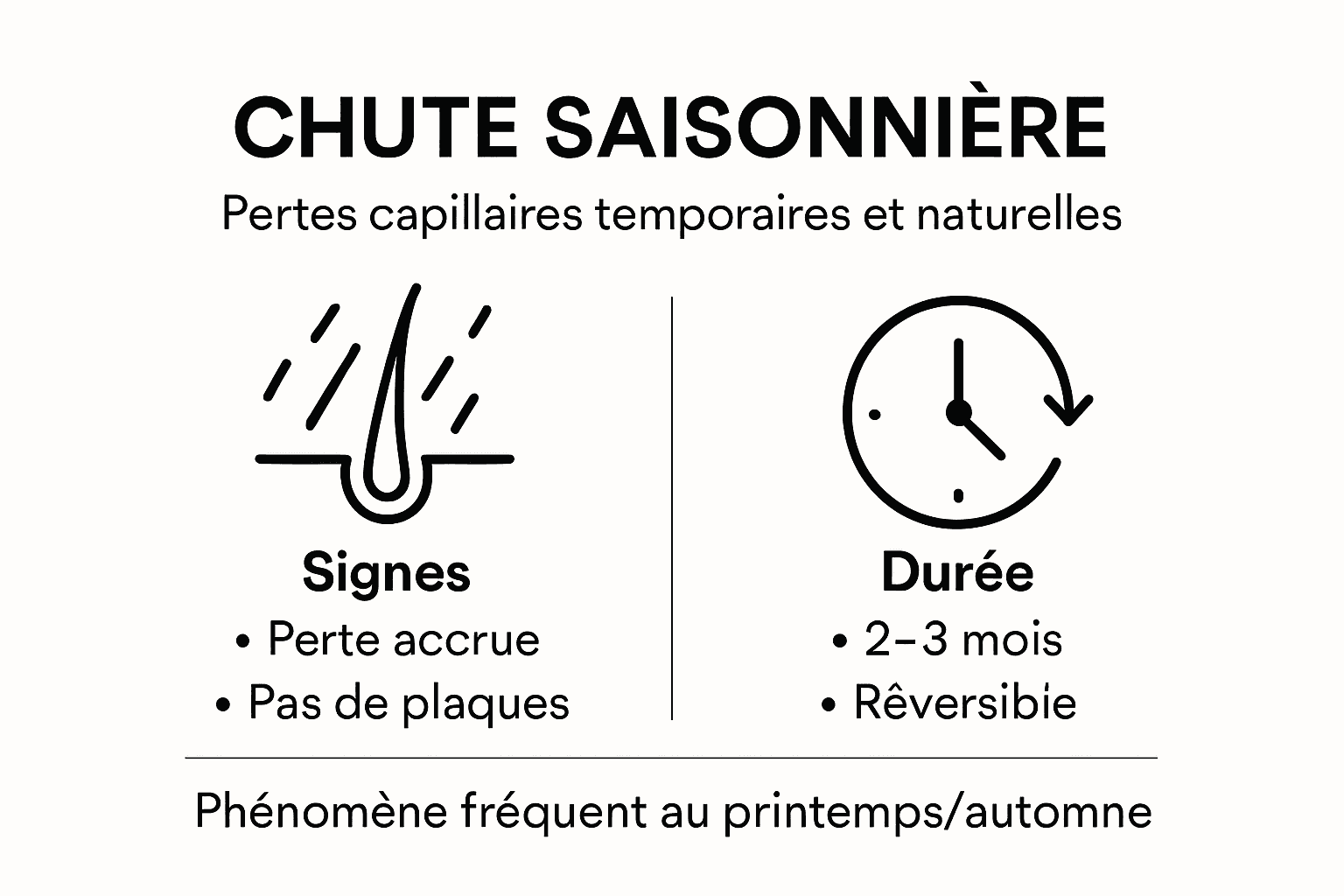 Visuel explicatif sur la perte de cheveux à l’arrivée des saisons