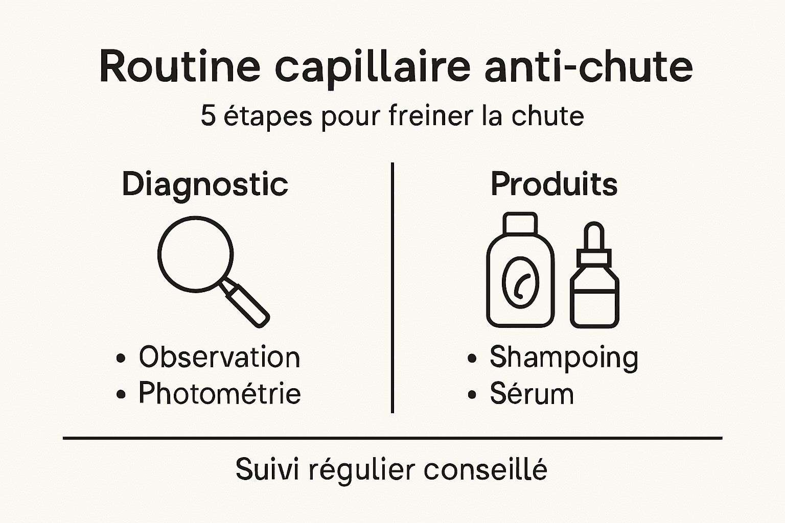 Infographie : les étapes clés d'une routine pour limiter la chute de cheveux