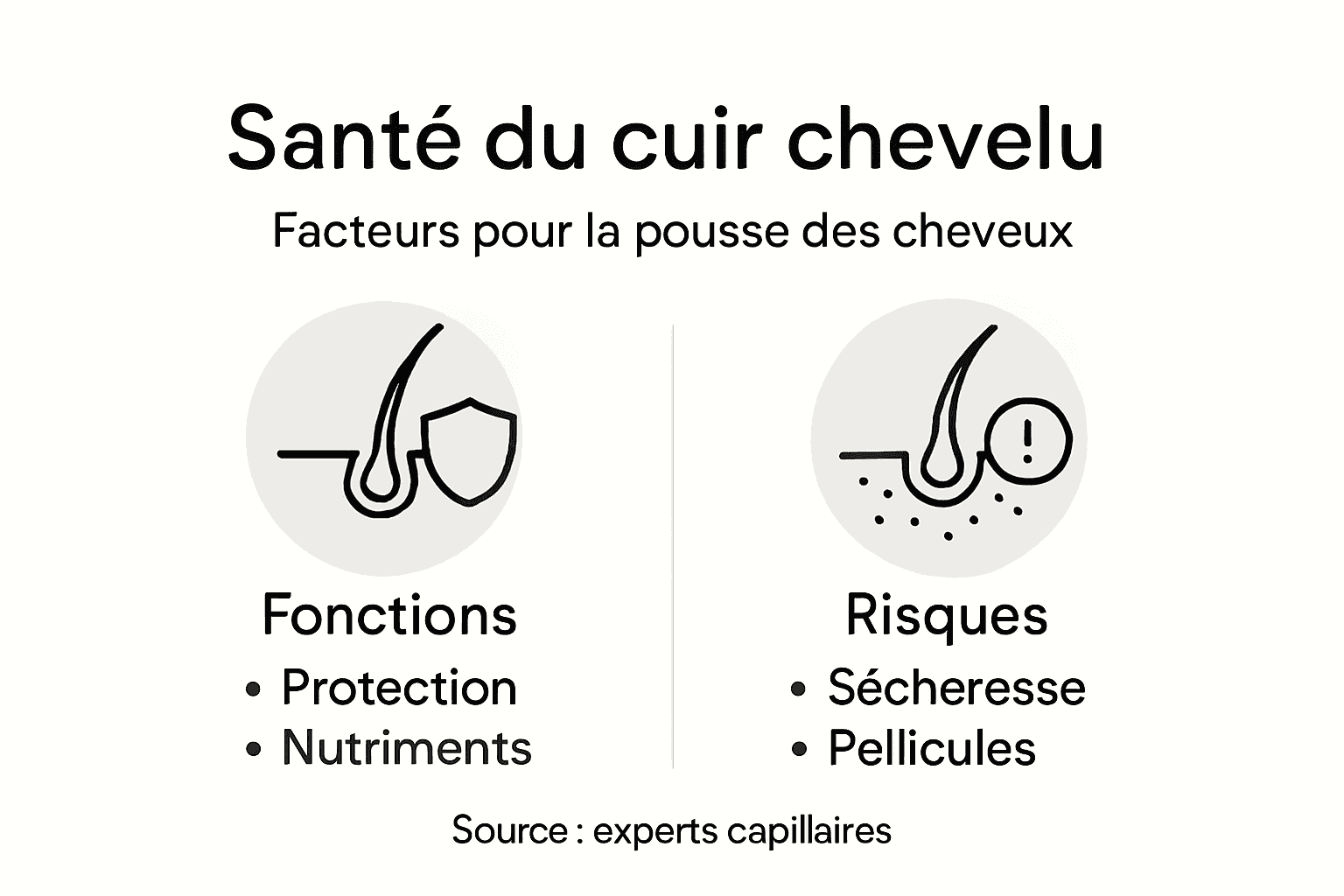 Infographie : tout savoir sur la santé du cuir chevelu, ses rôles essentiels et les principaux facteurs de risque à surveiller.