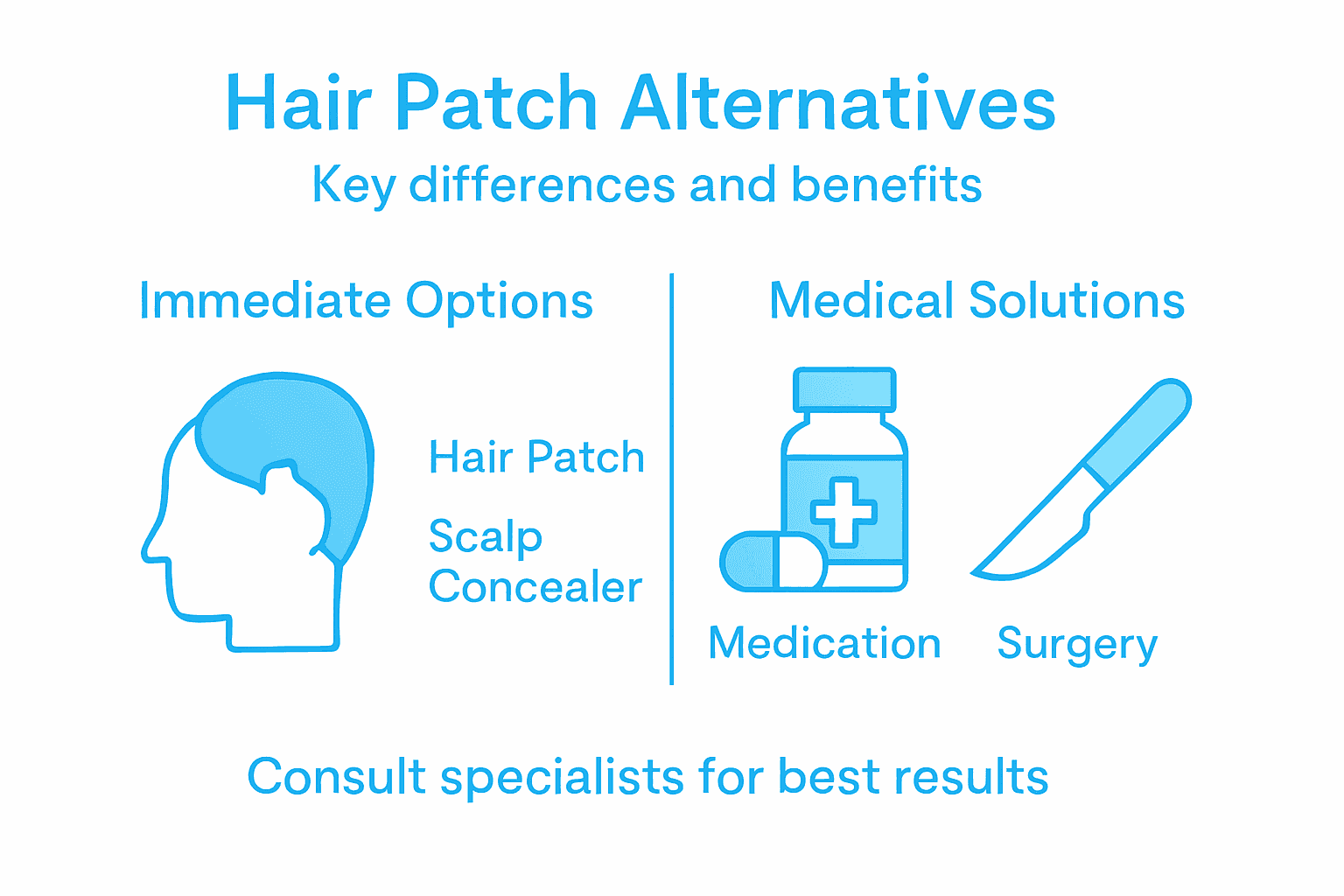 Infographic comparing hair patch alternatives