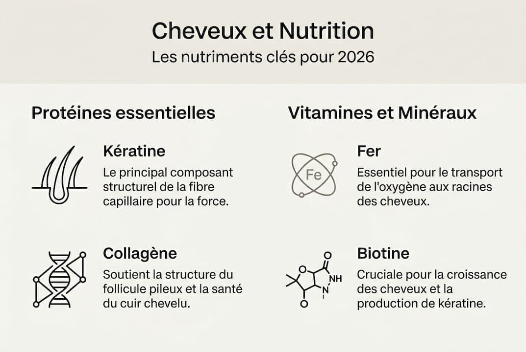 Infographie : les nutriments indispensables pour des cheveux en pleine santé