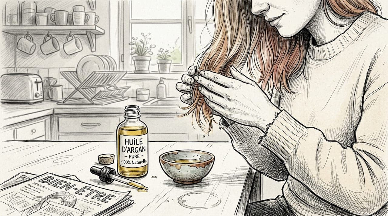 Des mains qui appliquent de l’huile sur des cheveux colorés.