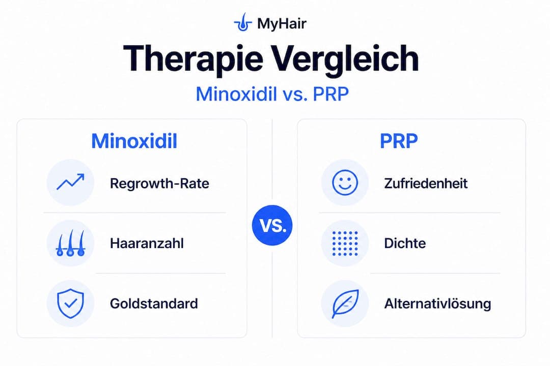 Infografik: Minoxidil vs. PRP – Ein Vergleich der Behandlungsmethoden