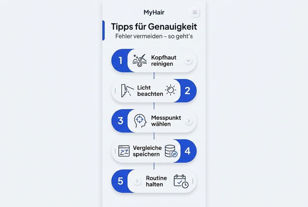 Praktische Tipps für eine präzise Haaranalyse – kompakt als Infografik dargestellt