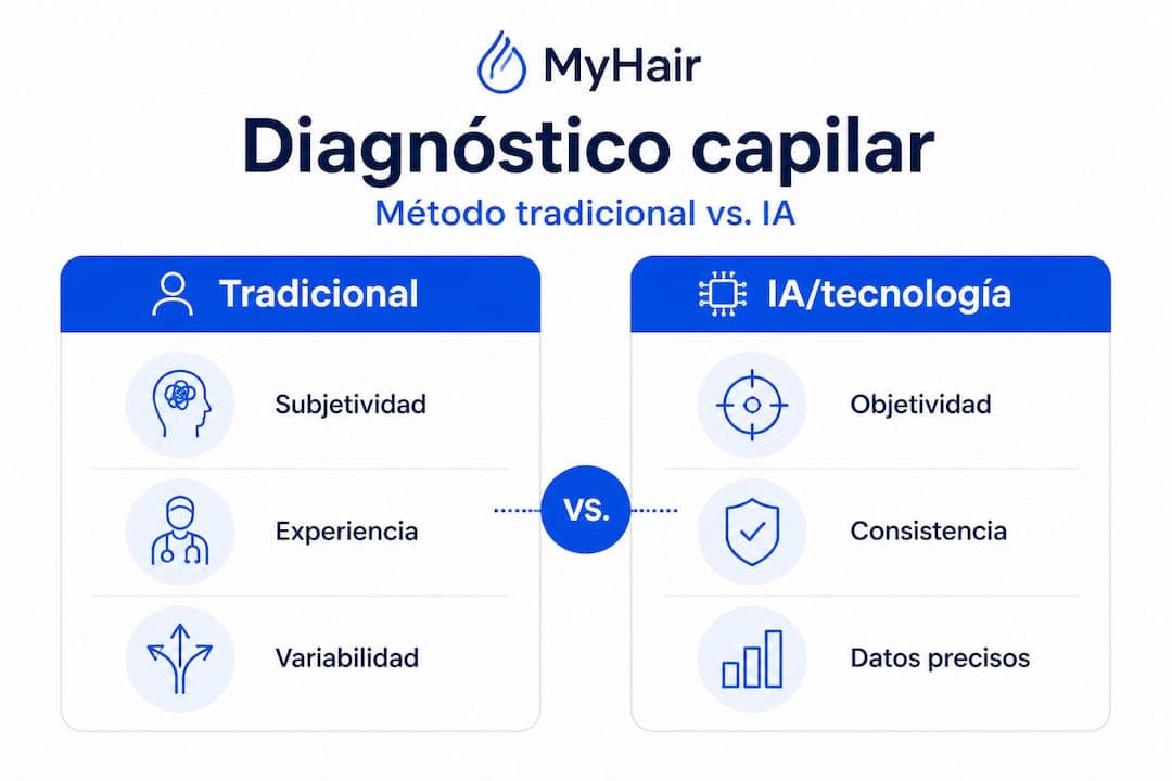 Infografía sobre las diferentes técnicas para diagnosticar la salud capilar