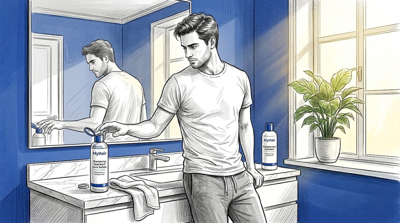 Un homme fabrique son propre shampoing sans sulfate à la maison