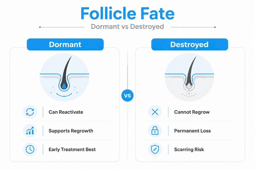 Dormant vs destroyed follicle infographic
