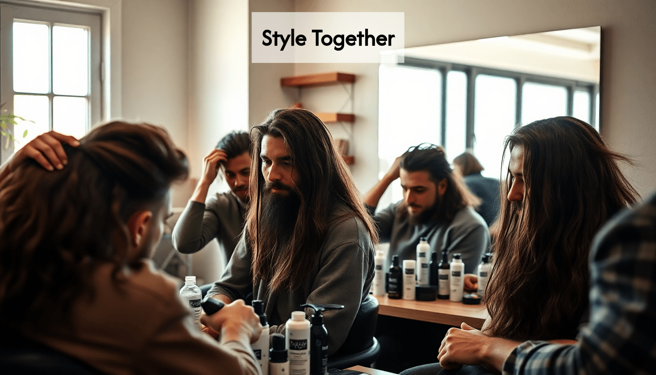 Men styling their long hair
