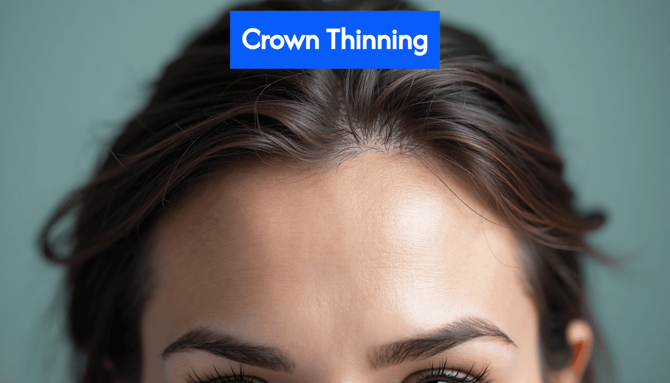 Thinning hair at the crown of scalp
